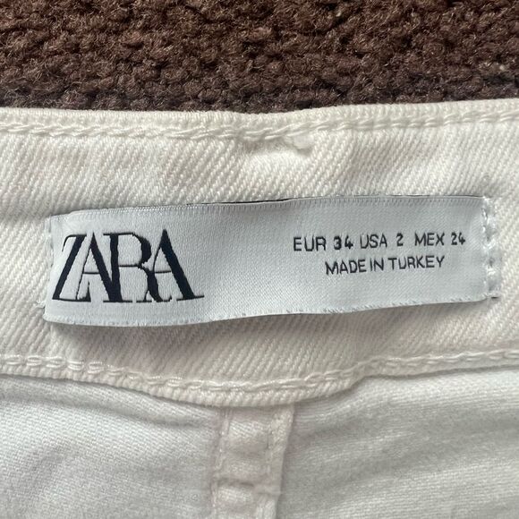 Zara High Waist Raw Hem Straight Leg - Picture 7 of 10
